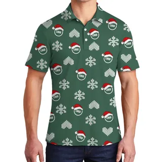 [Live Preview] Christmas Logo Heart Snowflake Custom Polo Shirt