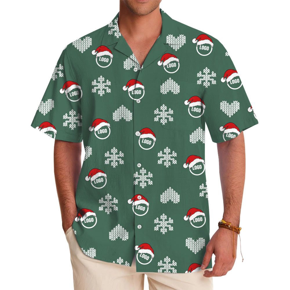 [Live Preview] Christmas Heart Snowflake Logo Custom Hawaiian Shirt - variant image 1