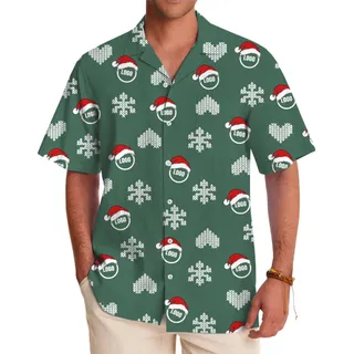 [Live Preview] Christmas Heart Snowflake Logo Custom Hawaiian Shirt