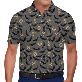 [Live Preview] Custom Company Logo Halloween Black Bat Polo Shirt