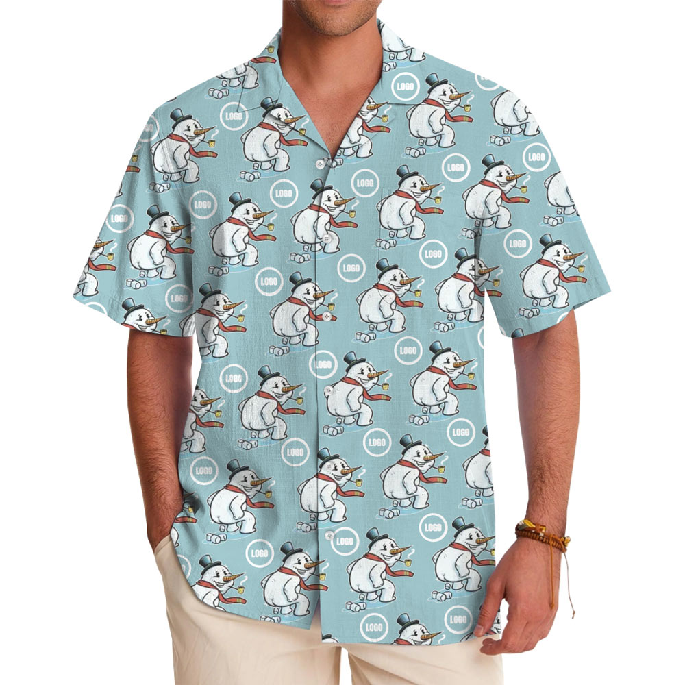 [Live Preview] Custom Logo Naughty Snowman Christmas Hawaiian Shirt - variant image 1