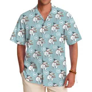 [Live Preview] Custom Logo Naughty Snowman Christmas Hawaiian Shirt