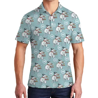 [Live Preview] Custom Logo Naughty Snowman Christmas Polo Shirt