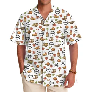 [Live Preview] Custom Logo Thanksgiving Print Hawaiian Shirt