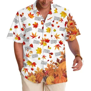 Thanksgiving Fall Theme Custom Logo Hawaiian Shirt