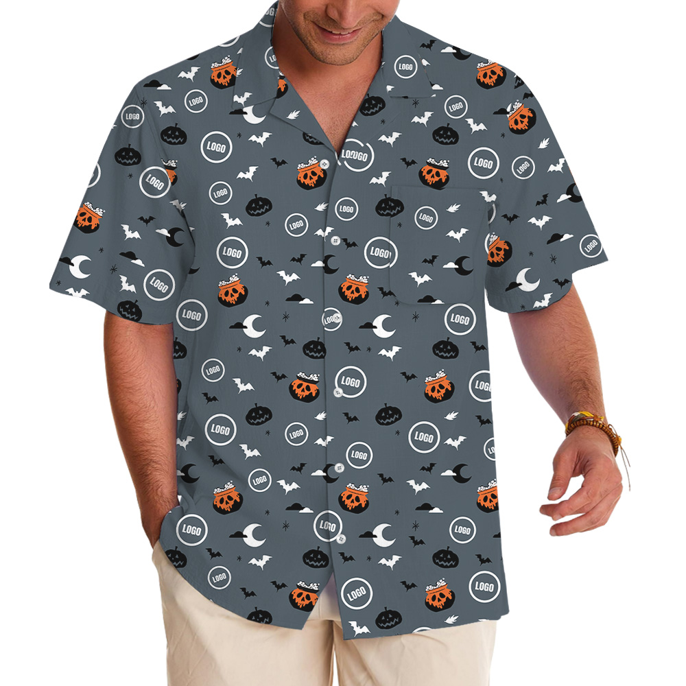 Spooky Custom Logo Halloween Night Hawaiian Shirt - variant image 1