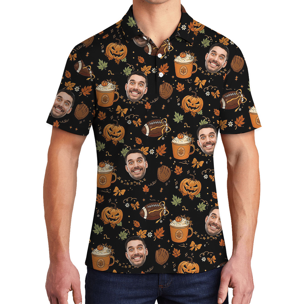 Halloween Football Custom Face Polo Shirt - variant image 1