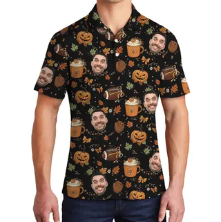 Halloween Football Custom Face Polo Shirt