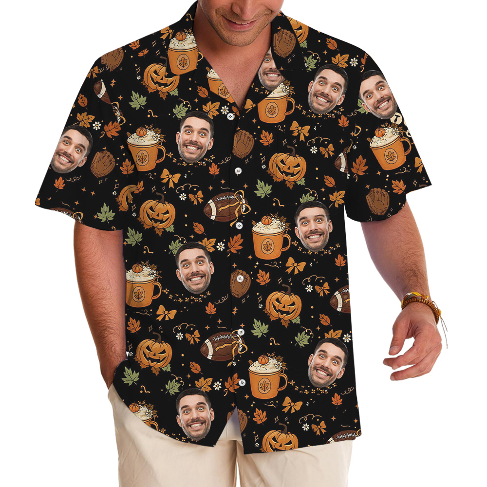 Halloween Custom Face Football Hawaiian Shirt - variant image 1