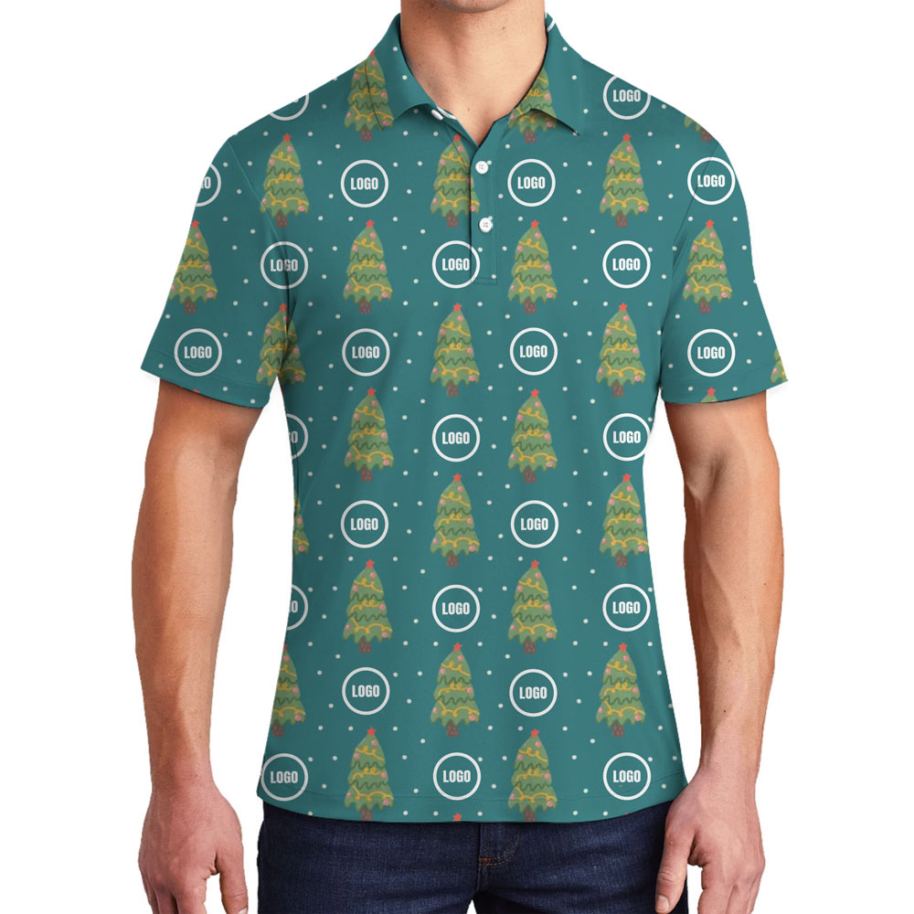 [Live Preview] Christmas Tree Custom Logo Polo Shirt - variant image 1