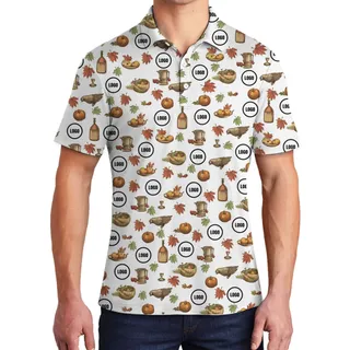 [Live Preview] Custom Logo Thanksgiving Print Polo Shirt