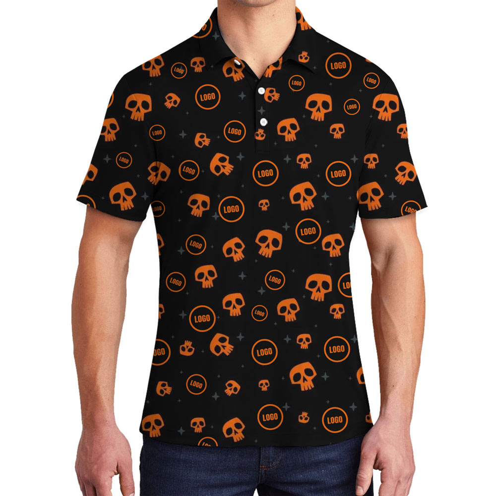 [Live Preview] Scary Skull Custom Logo Halloween Polo Shirt - variant image 1