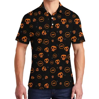 [Live Preview] Scary Skull Custom Logo Halloween Polo Shirt