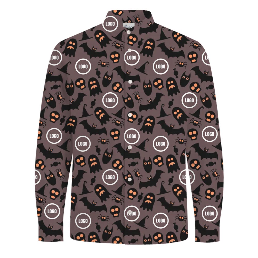 Custom Company Logo Hawaiian Long Sleeves Shirt Theme Halloween