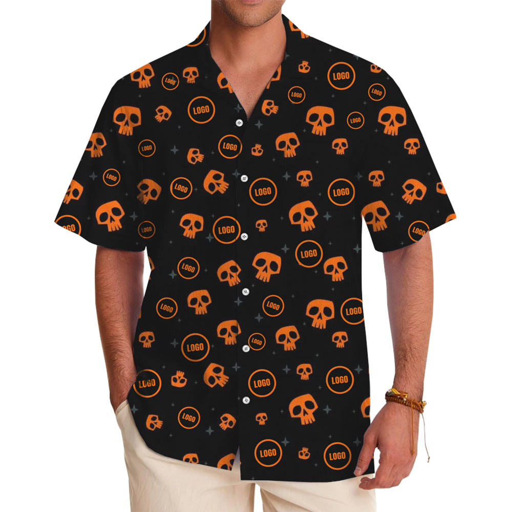 [Live Preview] Custom Logo Skull Halloween Hawaiian Shirt - variant image 1