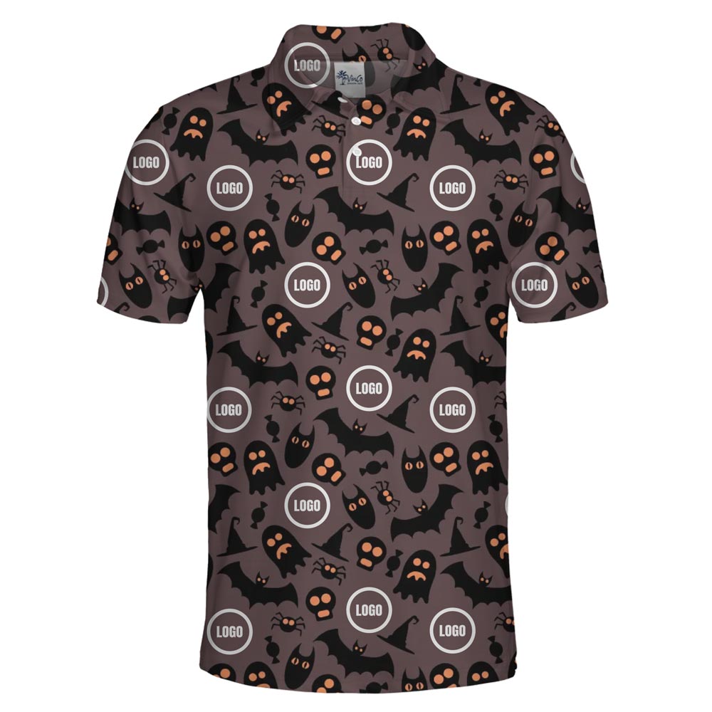 [Live Preview] Custom Logo Halloween Black Polo Shirt