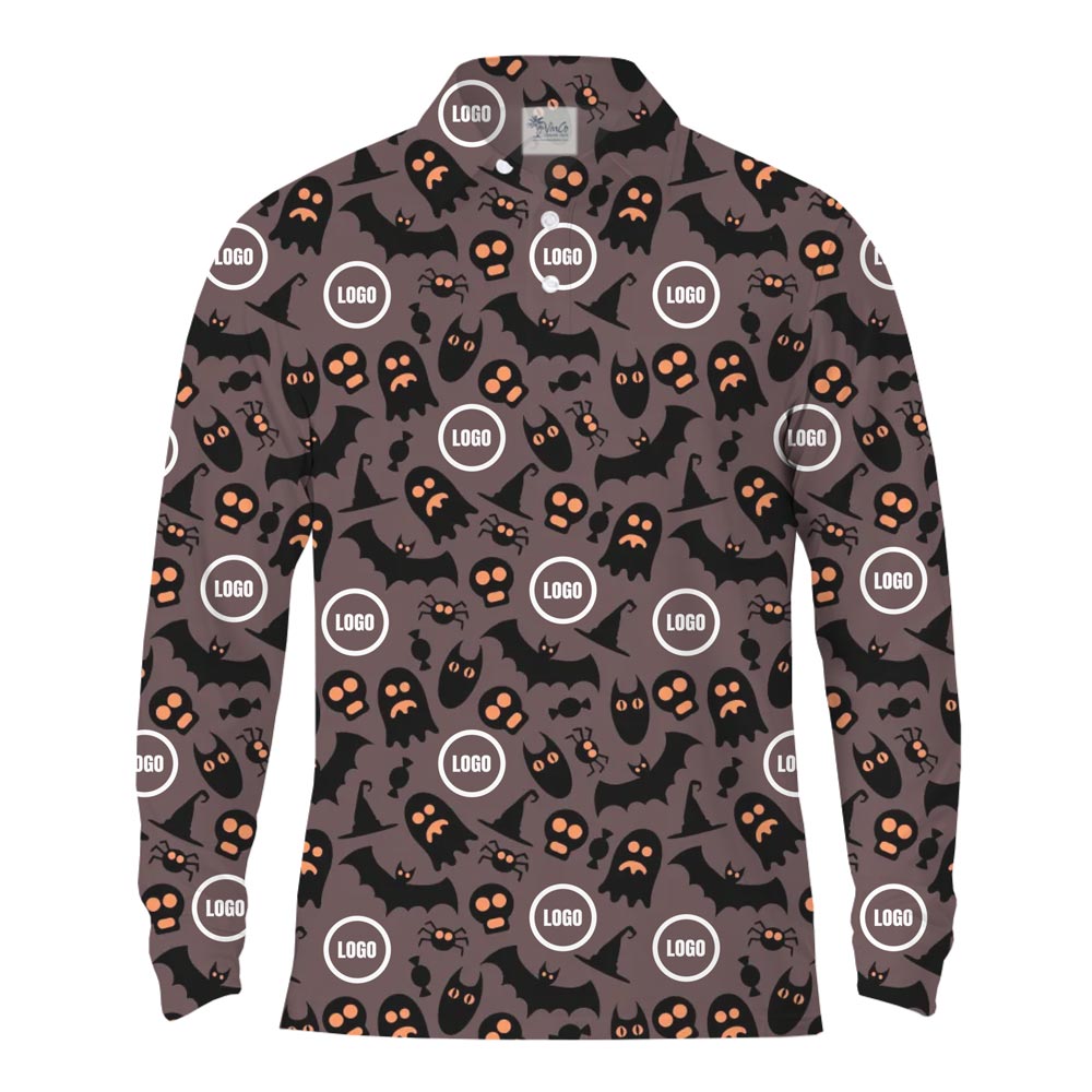 Custom Logo Spooky Long Sleeves Polo Shirt With Live Preview