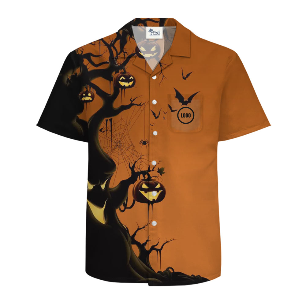 [Live Preview] Halloween Custom Logo Tree Hawaiian Shirt