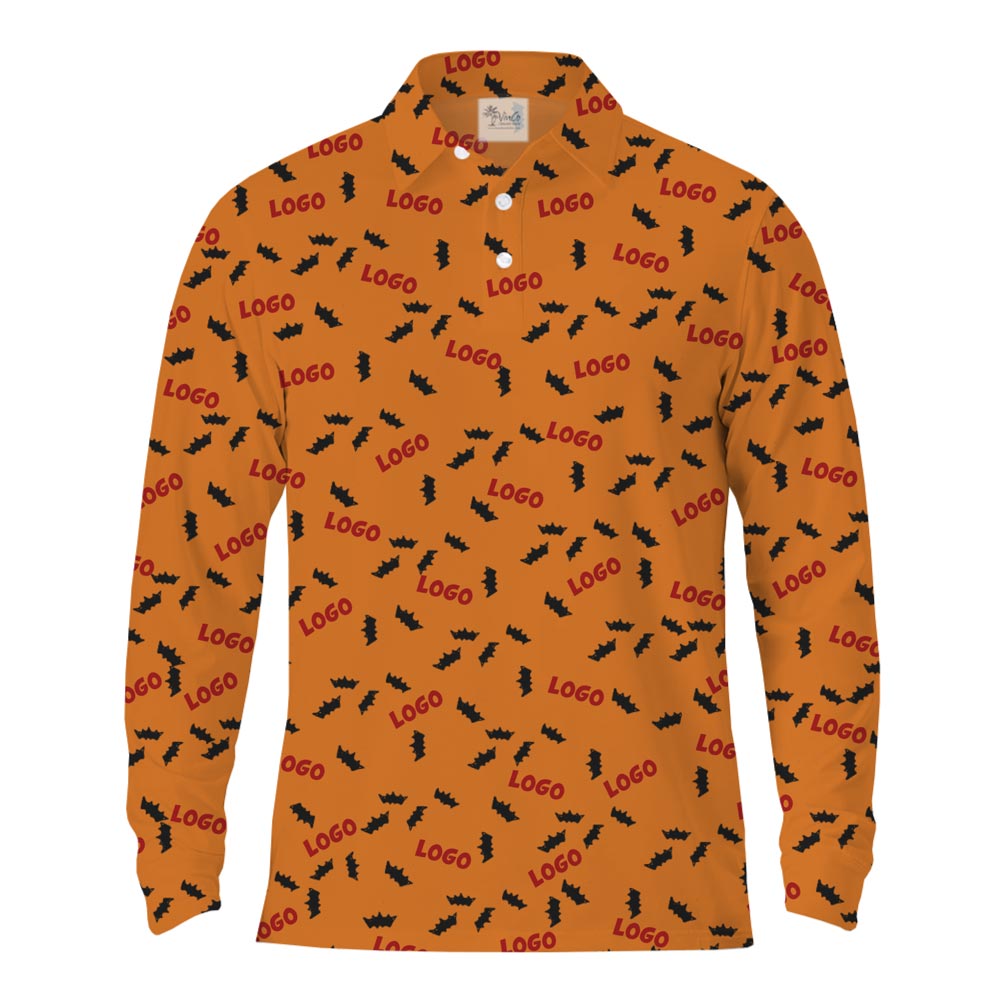 [Live Preview] Custom Logo Halloween Long Sleeves Polo Shirt
