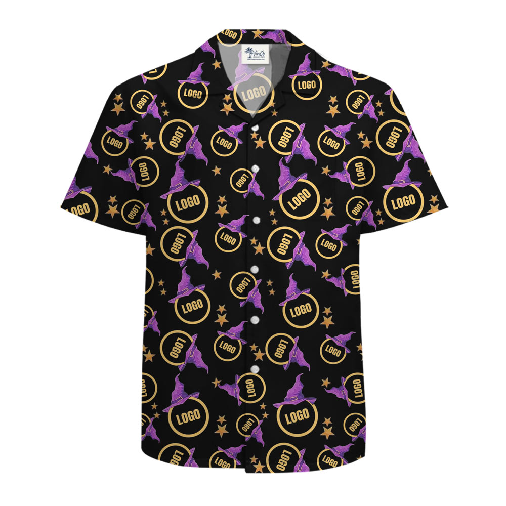 [Live Preview] Halloween Custom Logo With Witch Hat Hawaiian Shirt