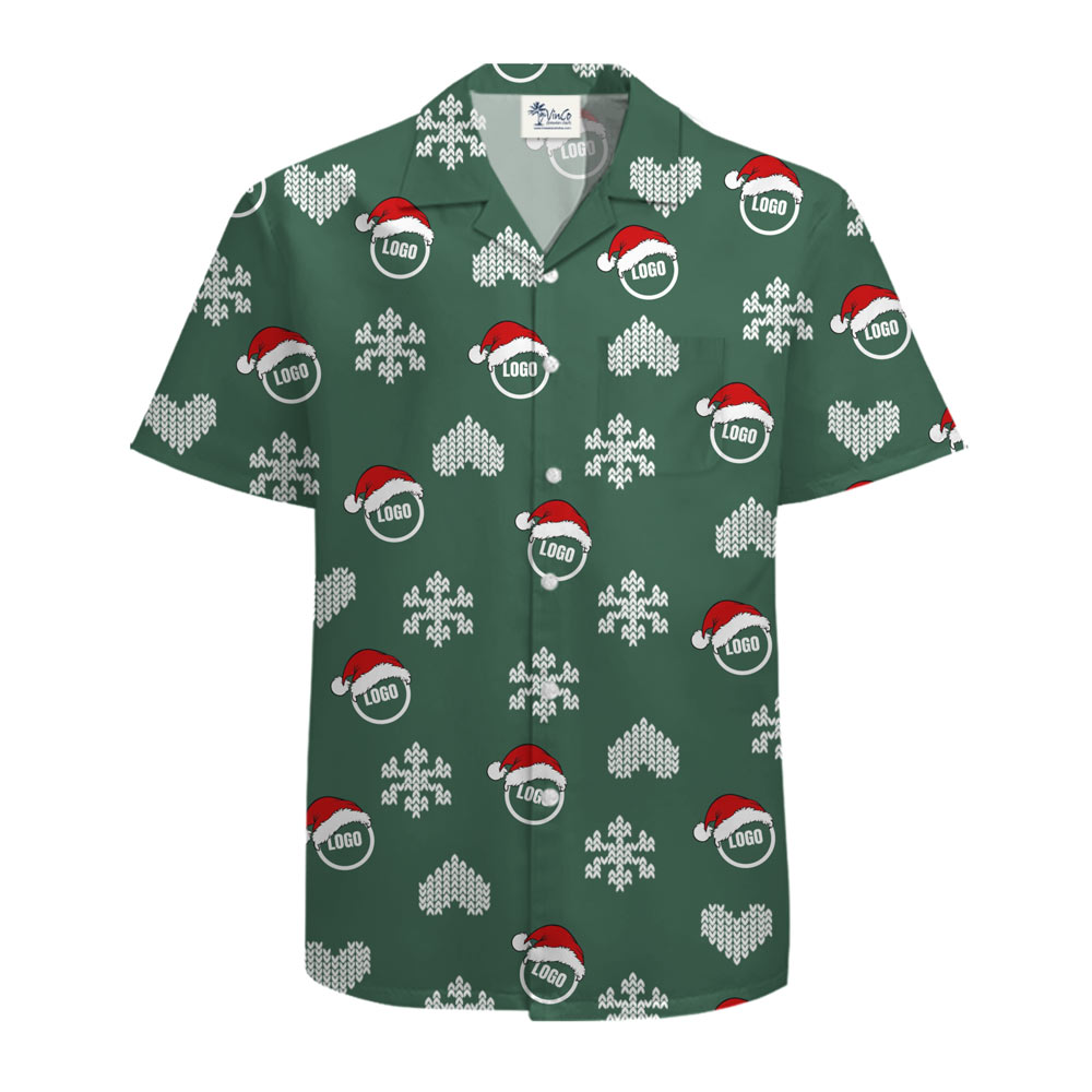 [Live Preview] Christmas Heart Snowflake Logo Custom Hawaiian Shirt