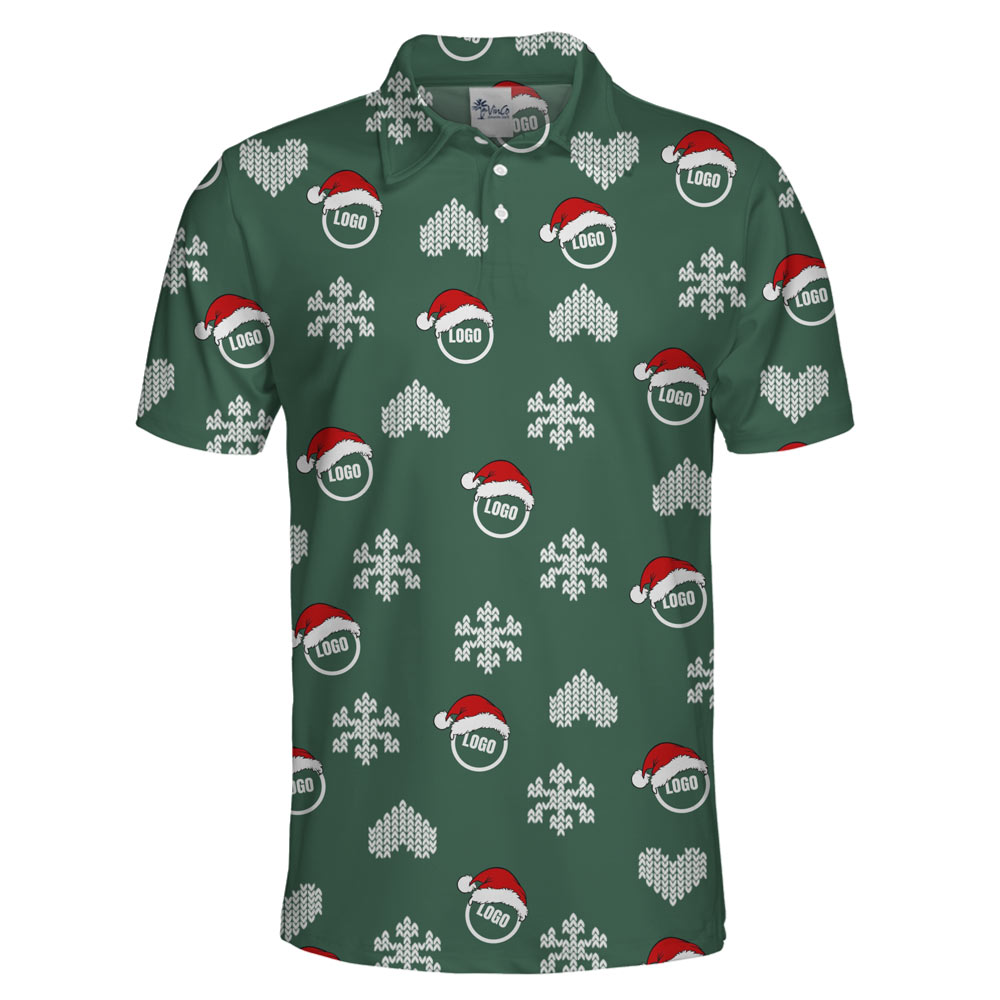 [Live Preview] Christmas Logo Heart Snowflake Custom Polo Shirt