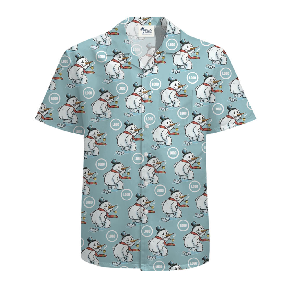 [Live Preview] Custom Logo Naughty Snowman Christmas Hawaiian Shirt