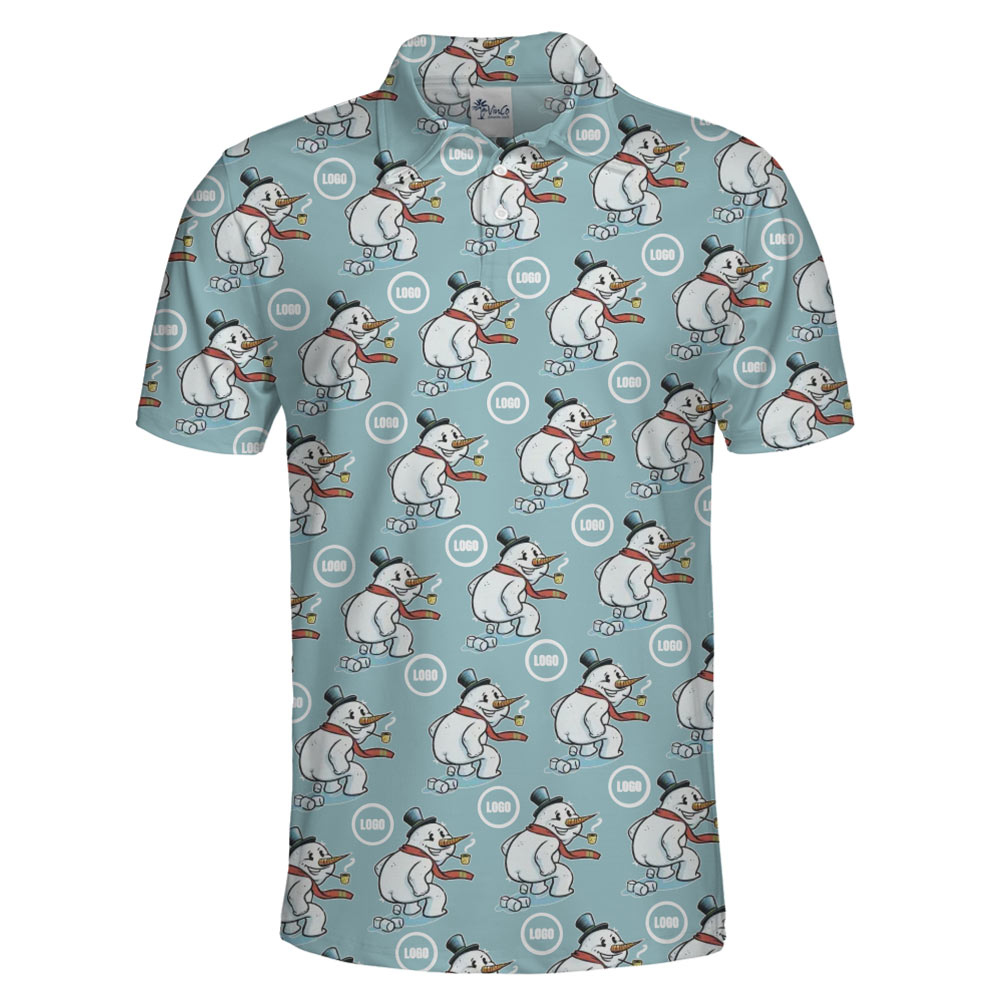 [Live Preview] Custom Logo Naughty Snowman Christmas Polo Shirt