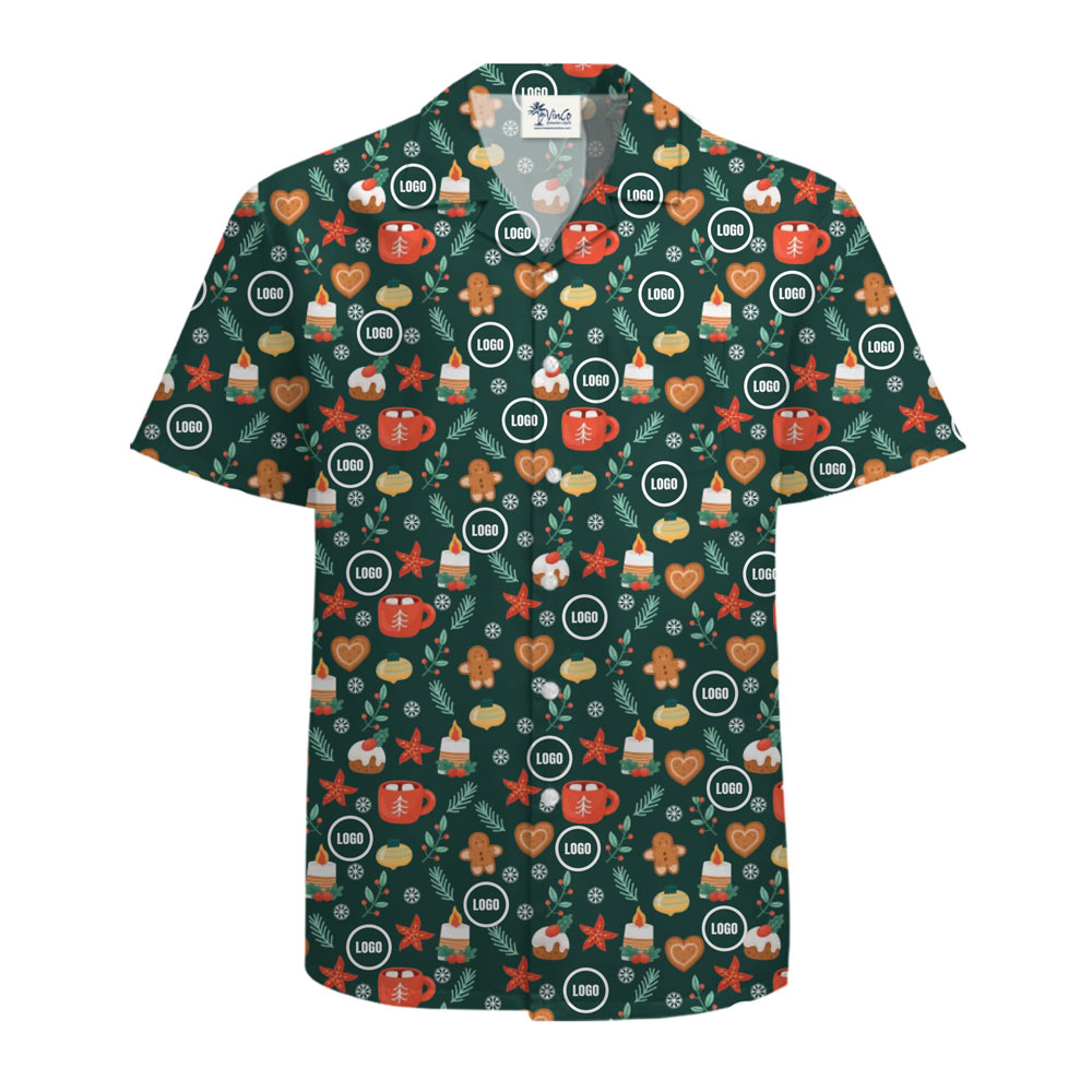 [Live Preview] Christmas Pattern Custom Logo Hawaiian Shirt