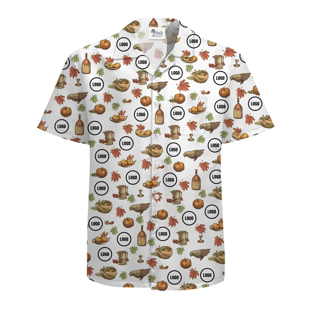 [Live Preview] Custom Logo Thanksgiving Print Hawaiian Shirt
