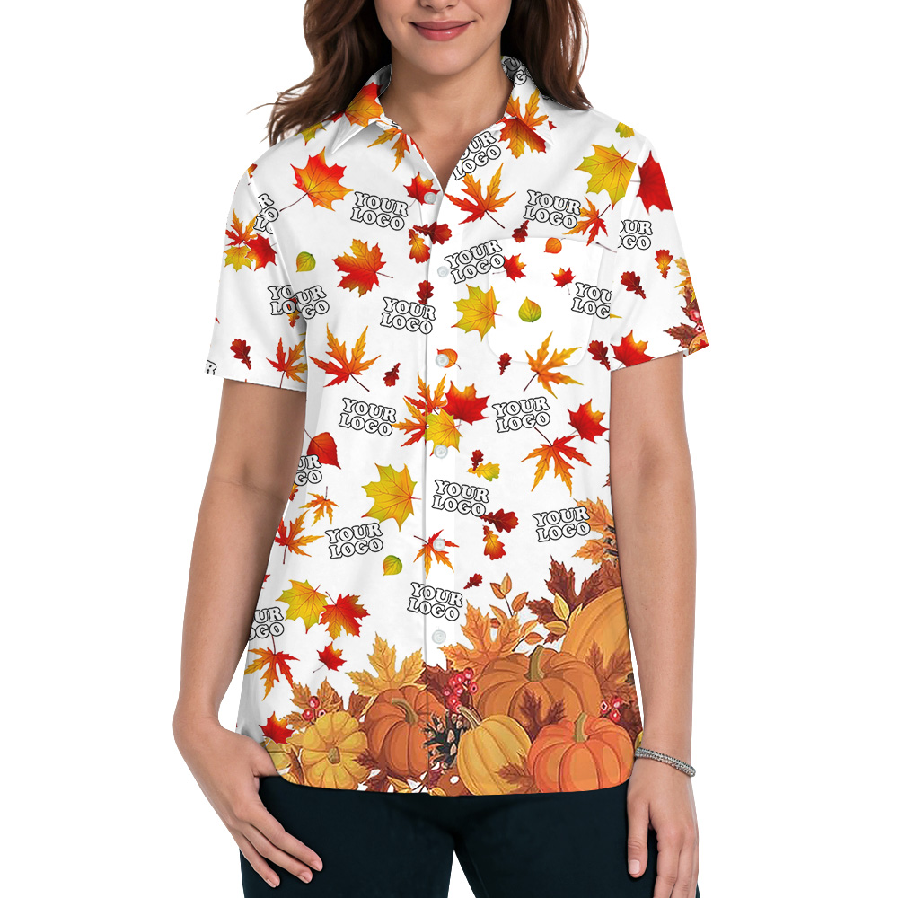 Thanksgiving Fall Theme Custom Logo Hawaiian Shirt