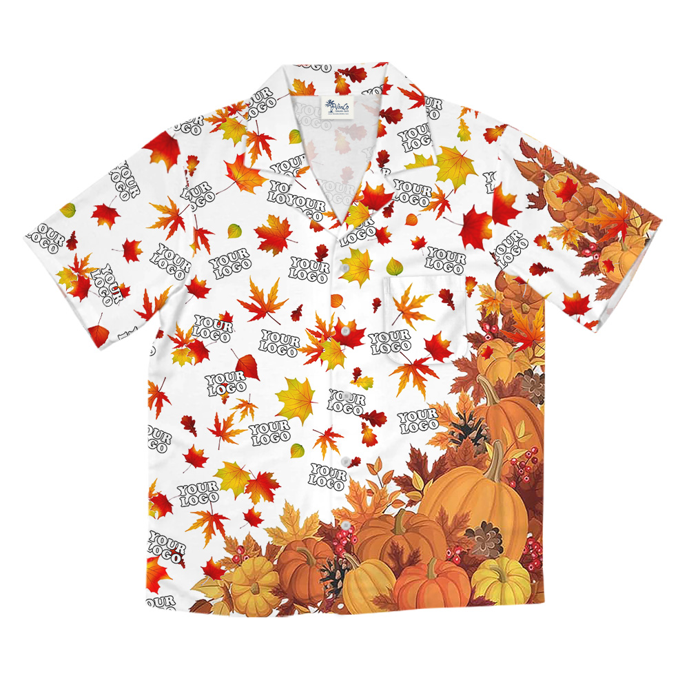 Thanksgiving Fall Theme Custom Logo Hawaiian Shirt