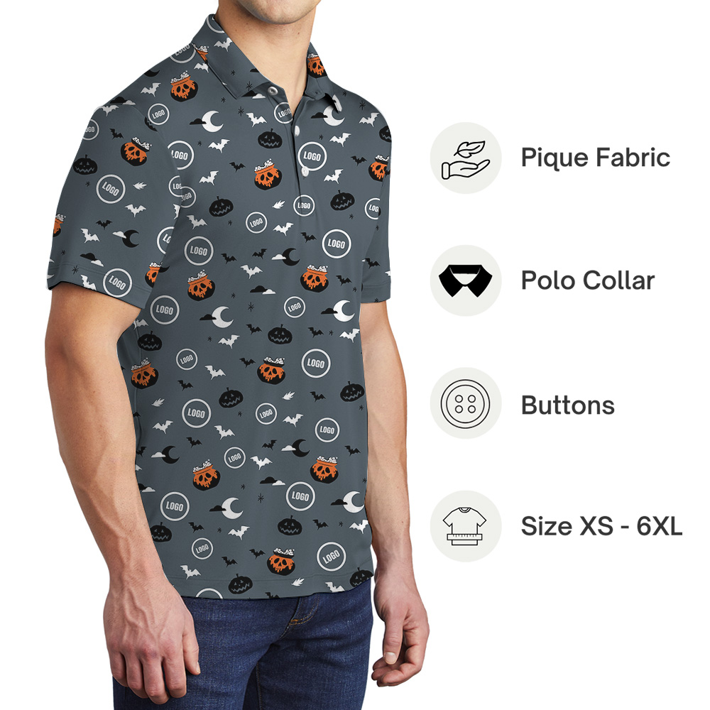 Cool Halloween Night Custom Logo Polo Shirt