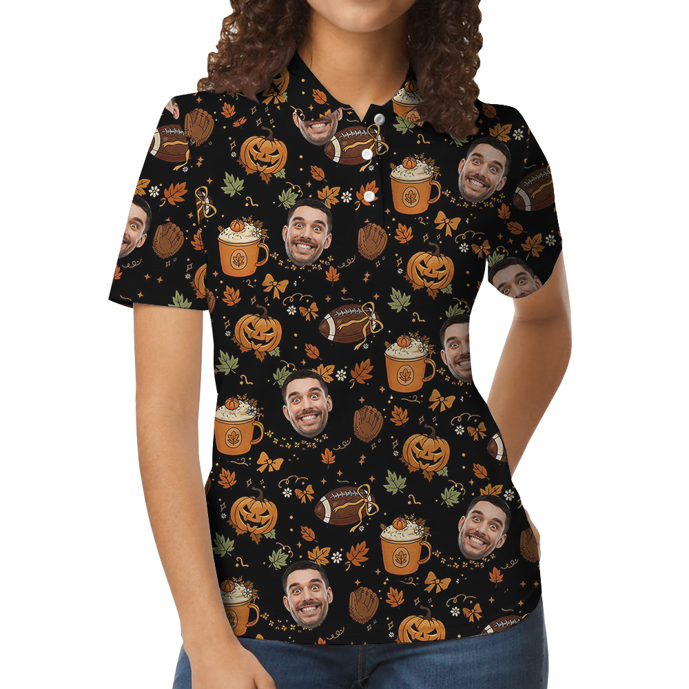 Halloween Football Custom Face Polo Shirt