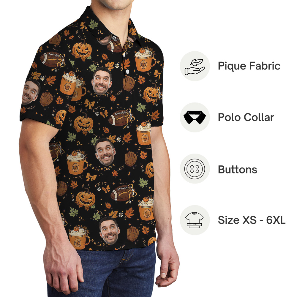 Halloween Football Custom Face Polo Shirt
