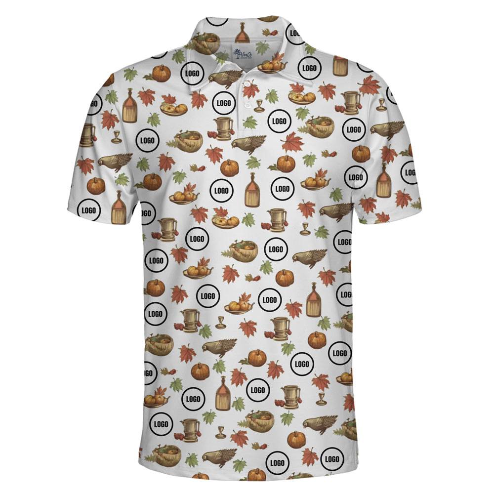 [Live Preview] Custom Logo Thanksgiving Print Polo Shirt