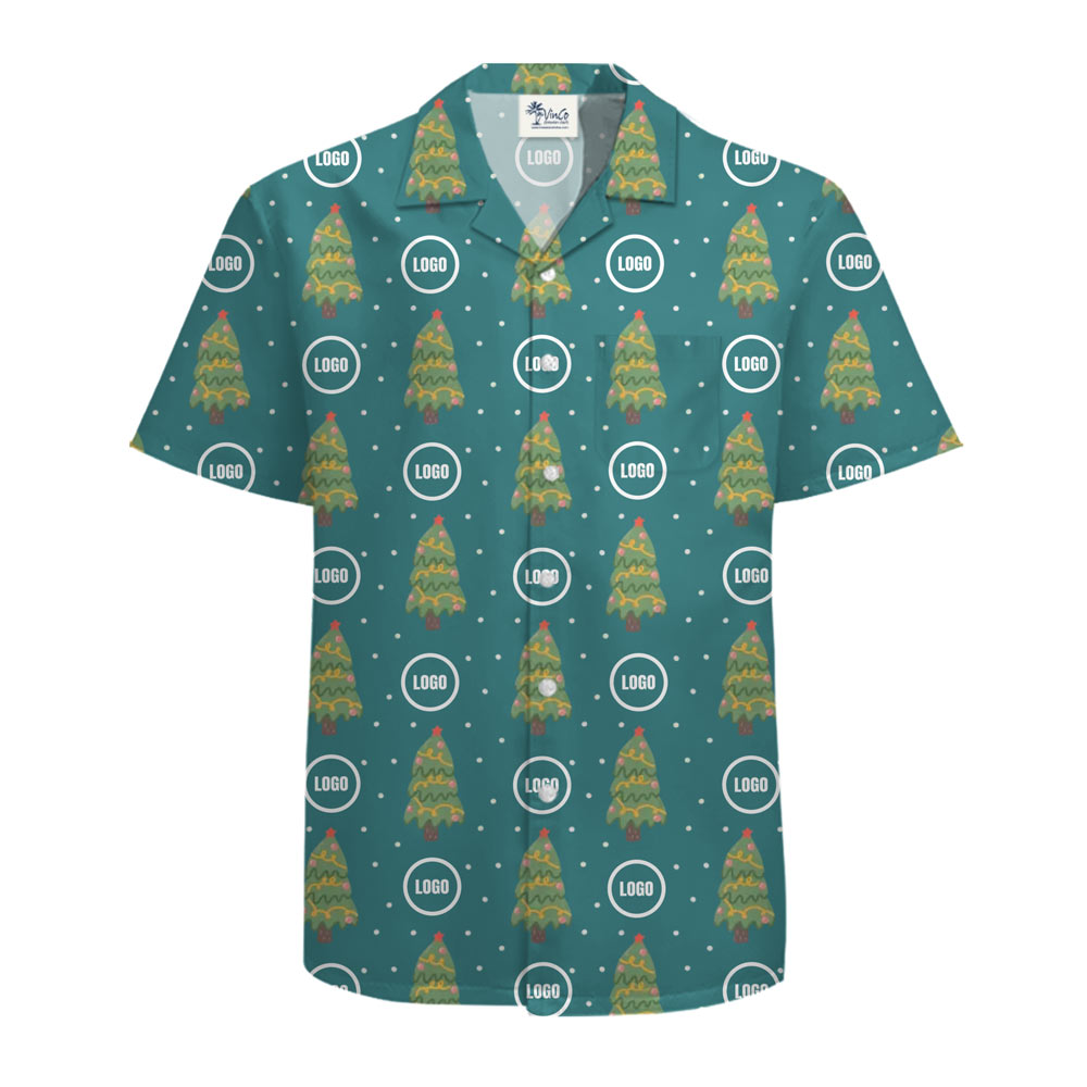 [Live Preview] Christmas Tree Custom Logo Hawaiian Shirt