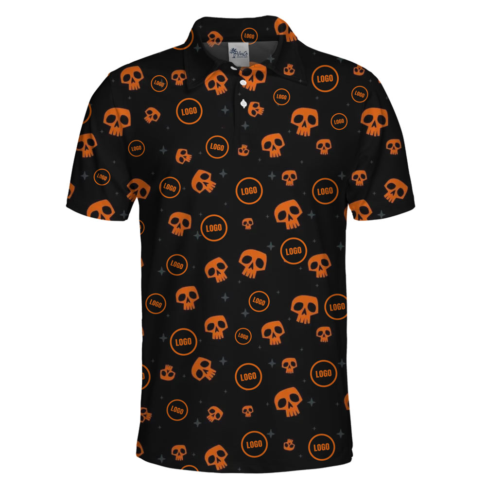 [Live Preview] Scary Skull Custom Logo Halloween Polo Shirt
