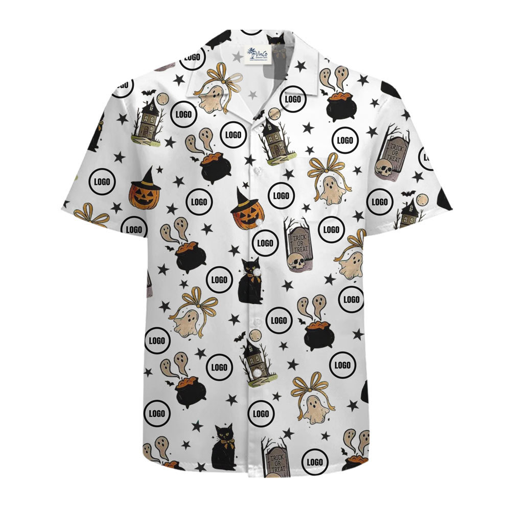 [Live Preview] Custom Logo Halloween Bewitched Icons Hawaiian Shirt