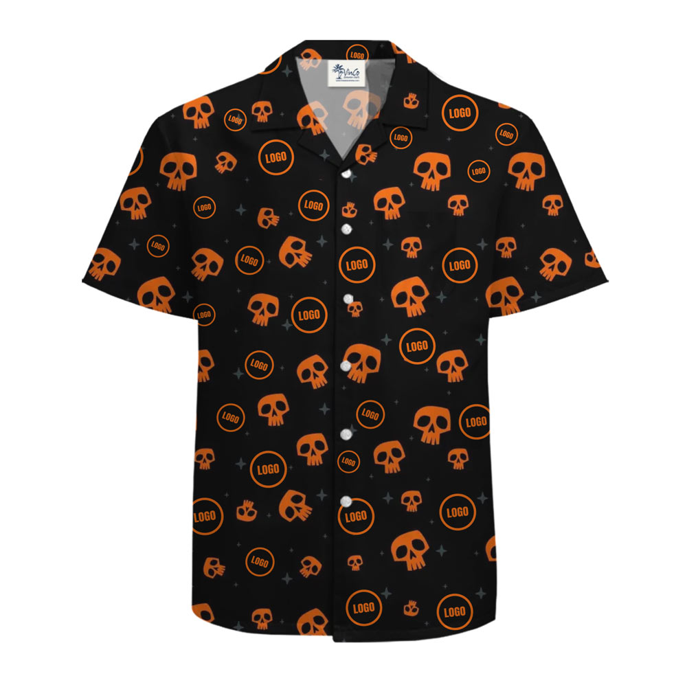 [Live Preview] Custom Logo Skull Halloween Hawaiian Shirt