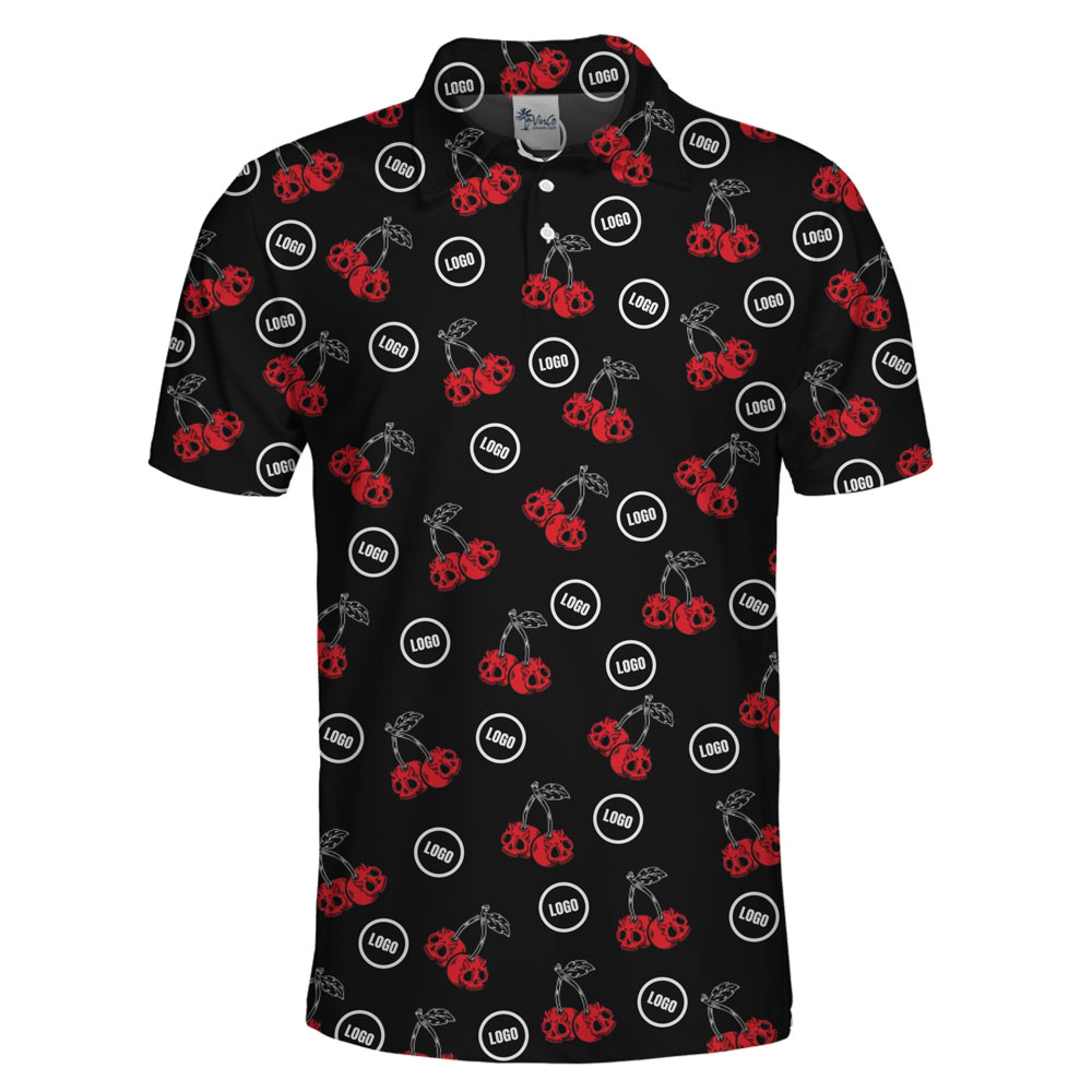 [Live Preview] Custom Logo Scary Cherry Polo Shirt