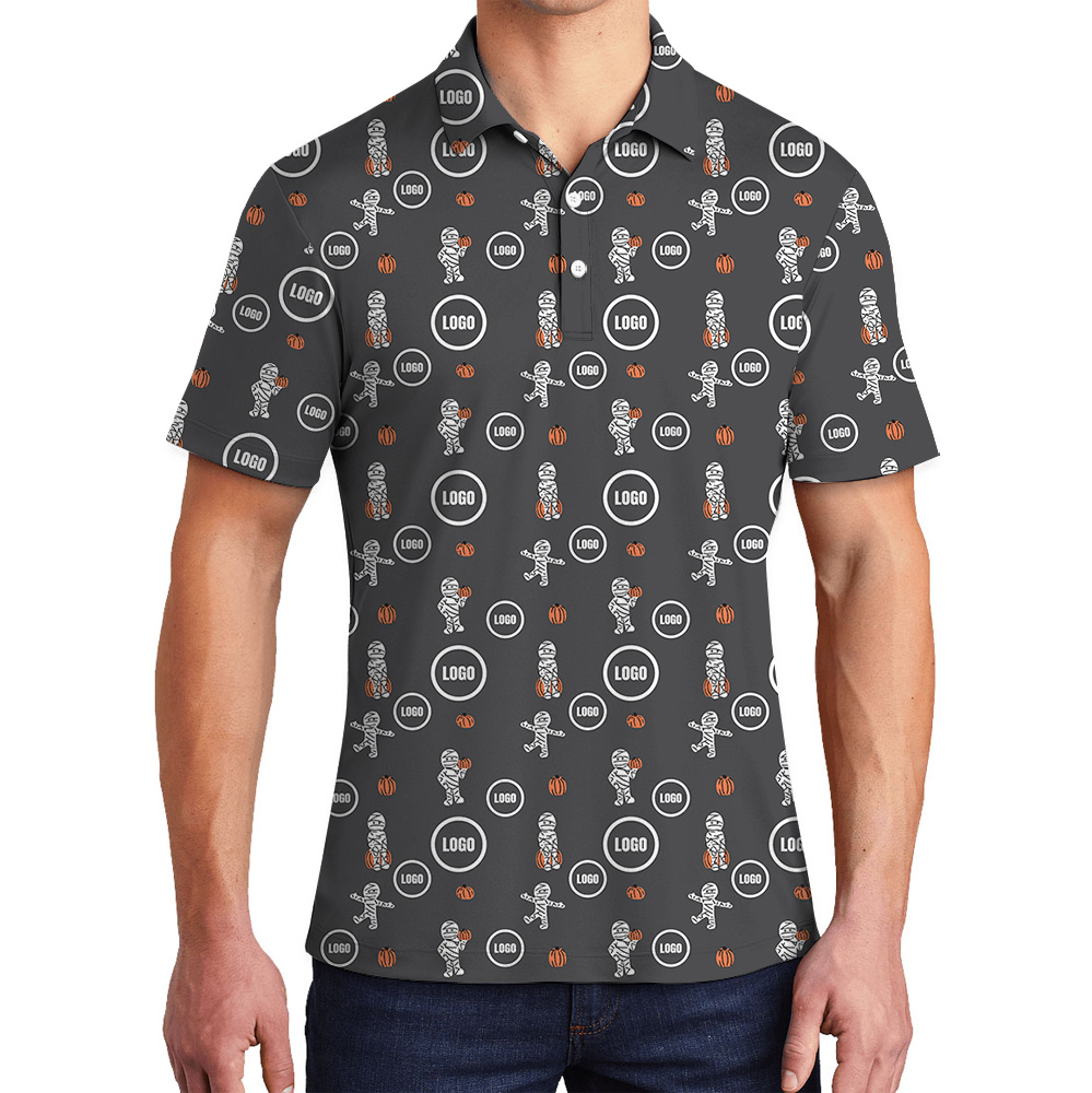Halloween Custom Logo Mummy Pumpkin Polo Shirt - variant image 1