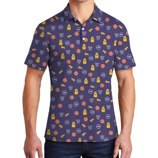 Navy Custom Logo Basketball Theme Polo Shirt