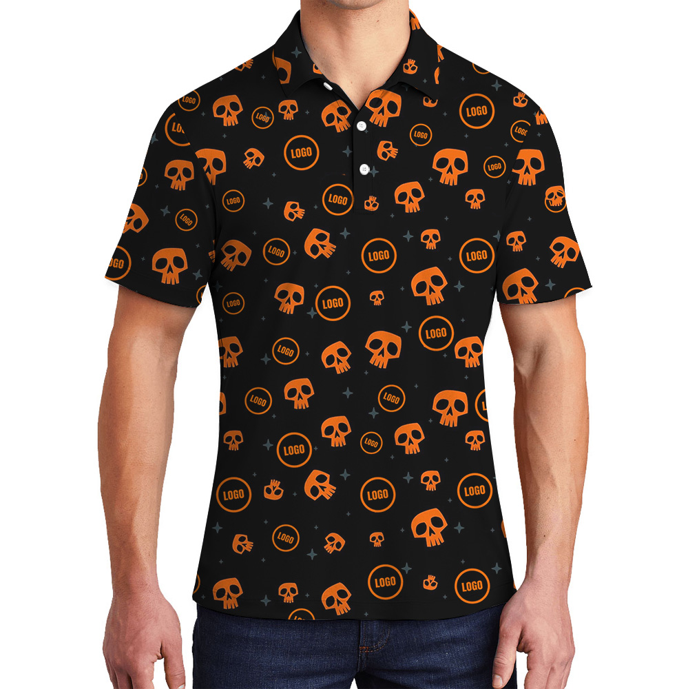 Creepy Skull Custom Logo Halloween Polo Shirt - variant image 1