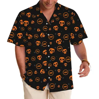 Custom Logo Halloween Skull Hawaiian Shirt