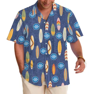 Custom Logo Ocean Breeze Surf Hawaiian Shirt