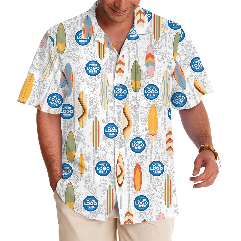 Beach Surfboard Custom Logo Hawaiian Shirt - variant image 1