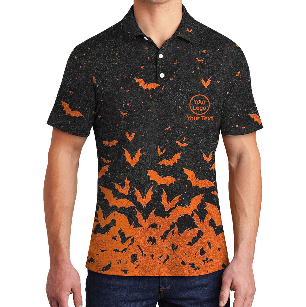 Custom Logo Halloween Flying Bats Polo Shirt - variant image 1