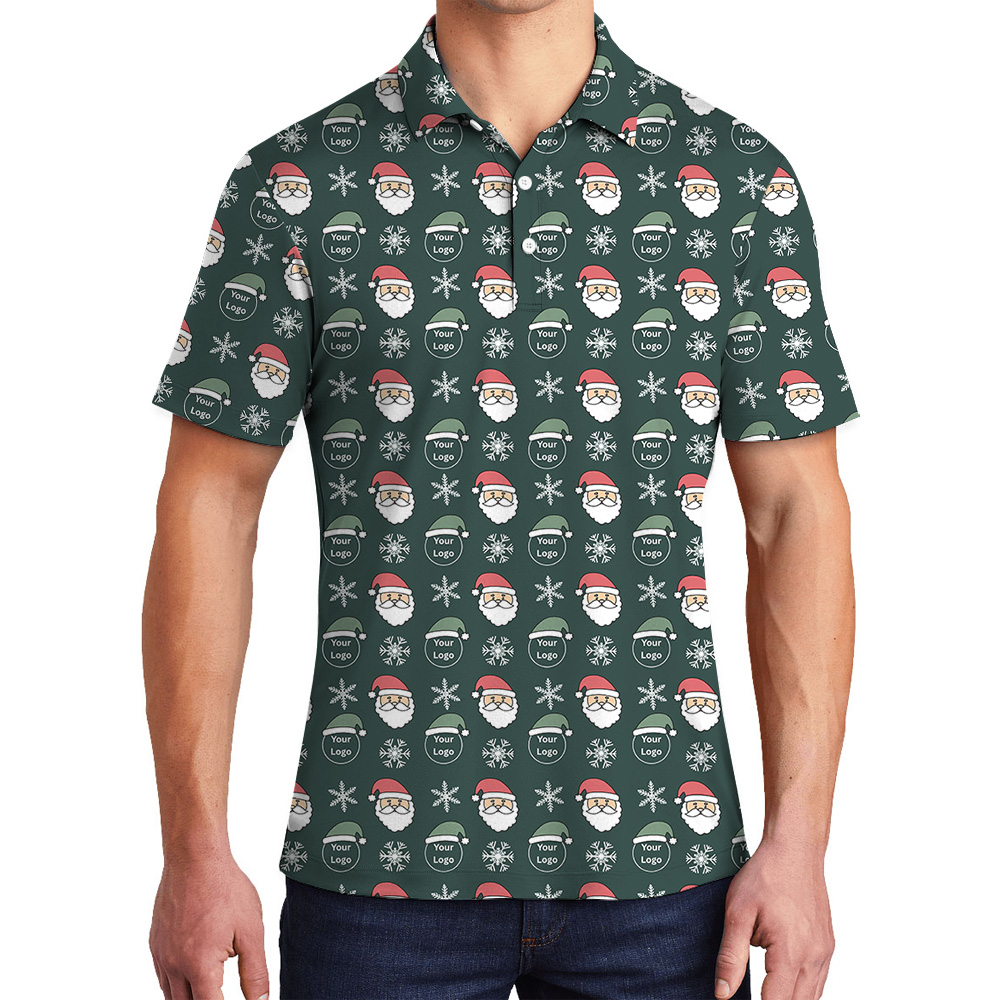 Christmas Custom Logo Santa Claus Navy Polo Shirt - variant image 1