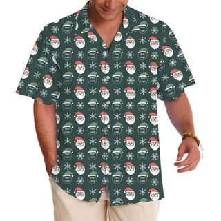 Navy Santa Christmas Custom Logo Hawaiian Shirt